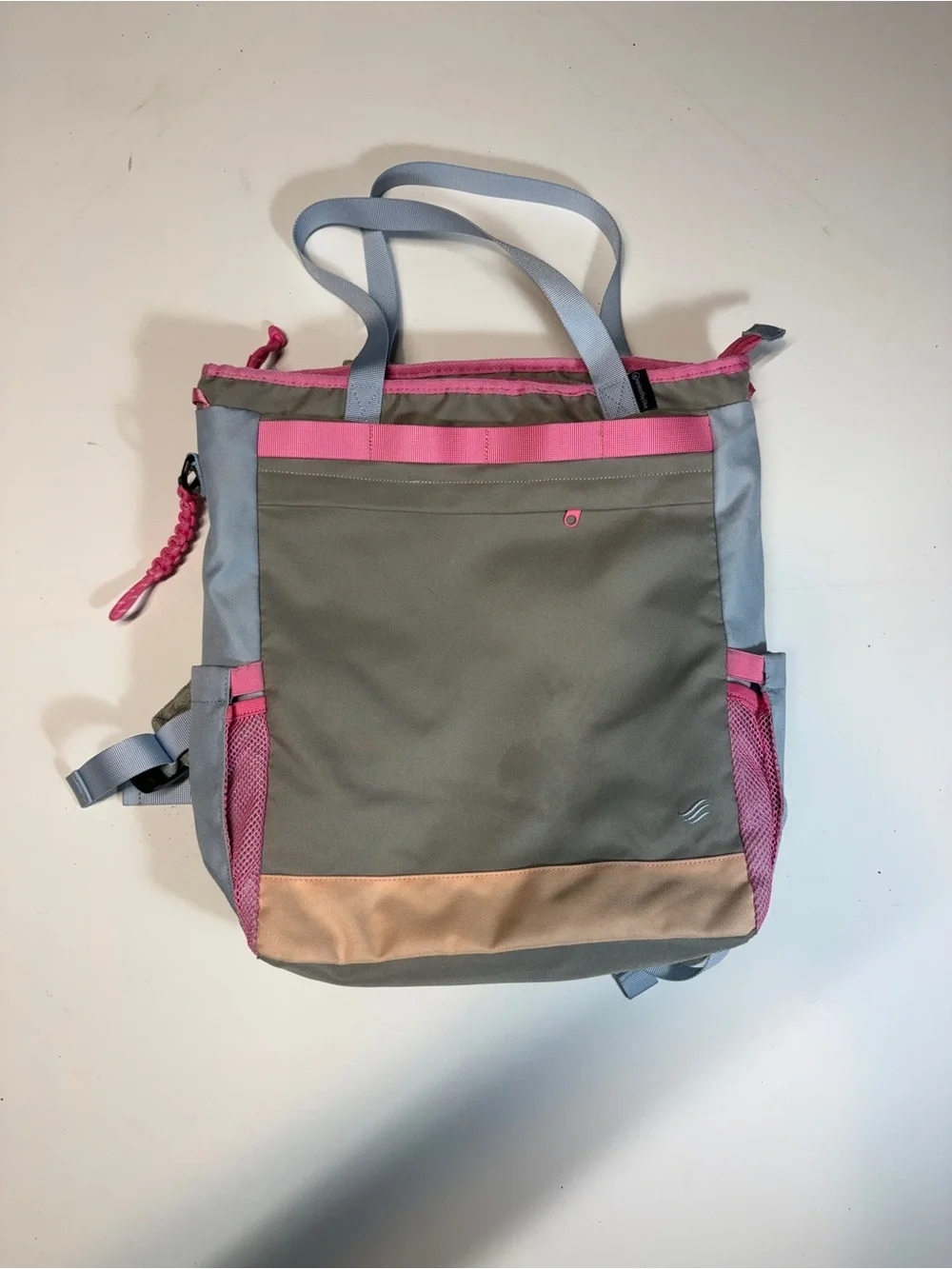 United By Blue Gray Backpack Tote with Pink & Tan Accents